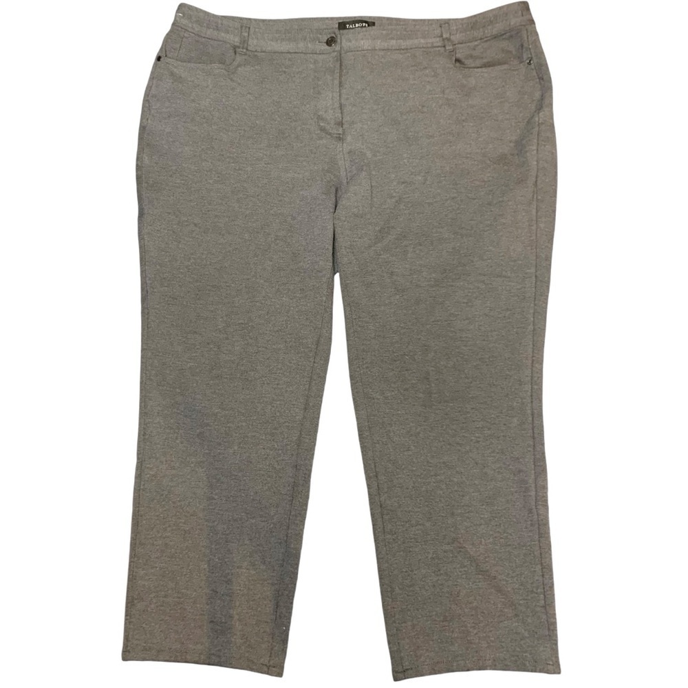 Talbots Straight Pants Sz 20W Gray Ankle Length High Rise Stretch Casual Dress
